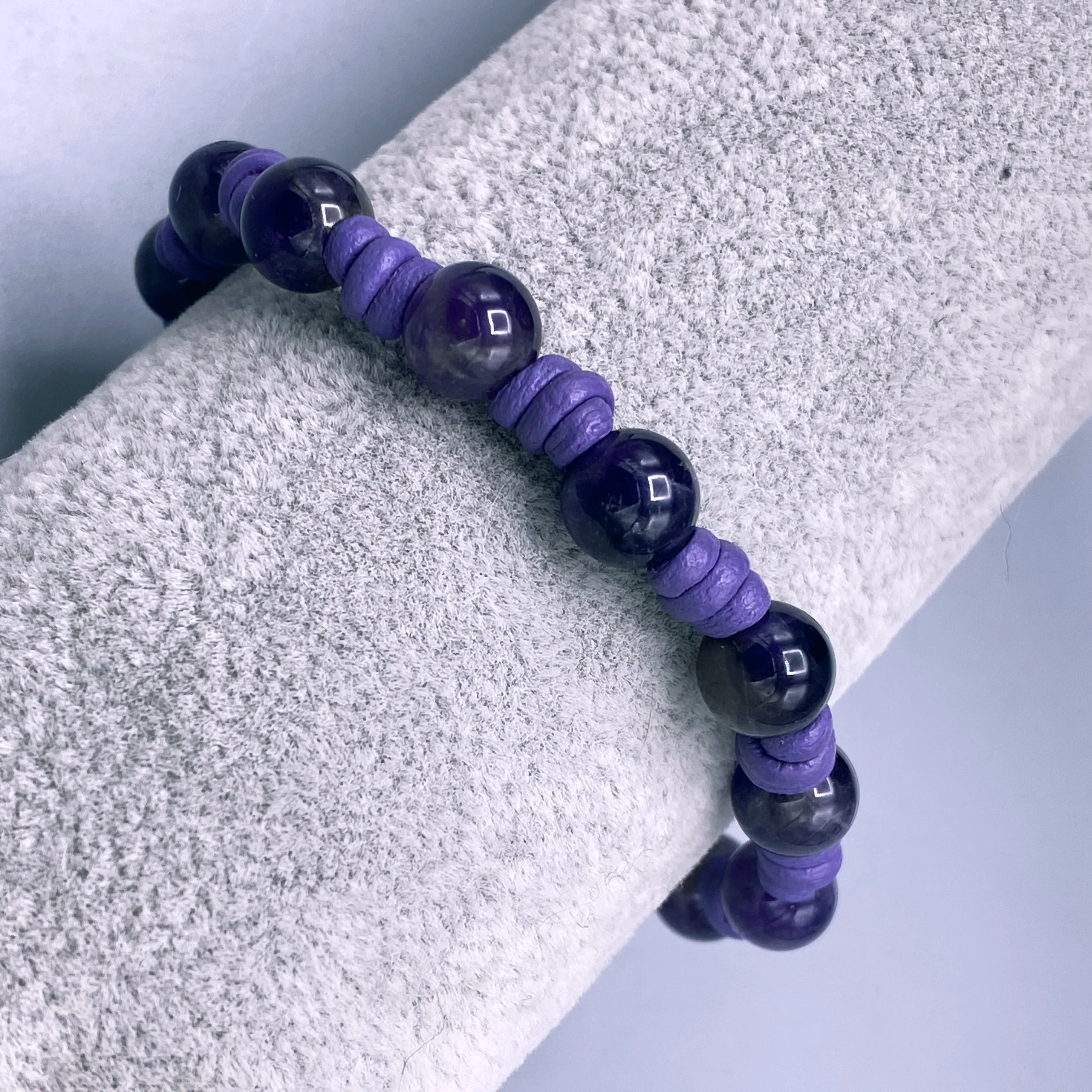 Amethyst gemstone genuine leather Bracelet