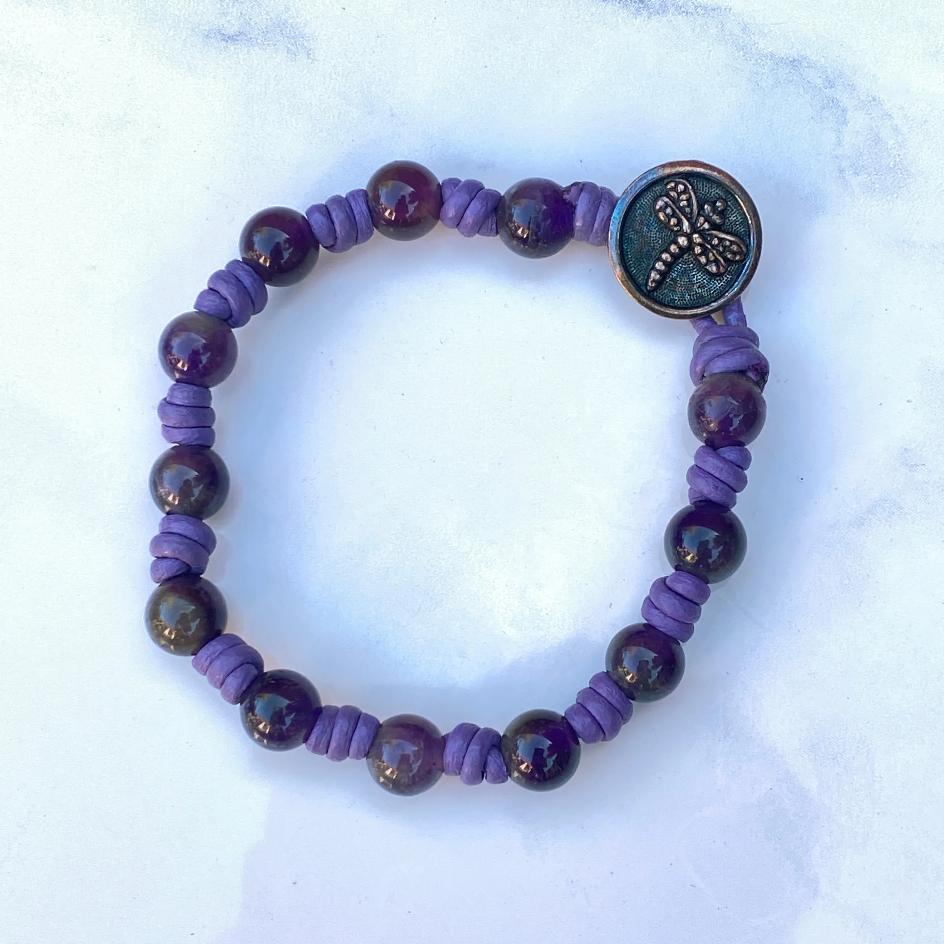 Amethyst gemstone genuine leather Bracelet