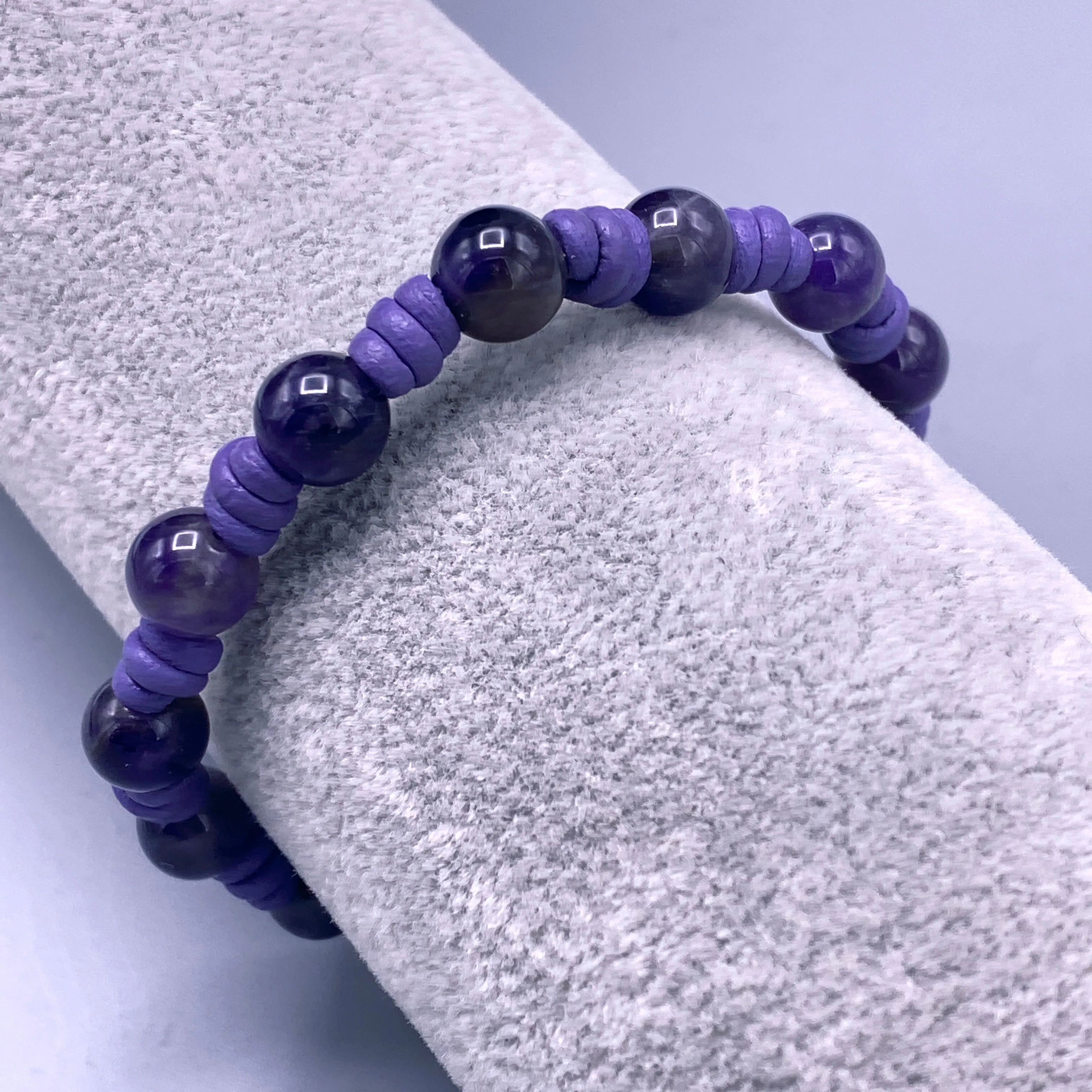 Amethyst gemstone genuine leather Bracelet