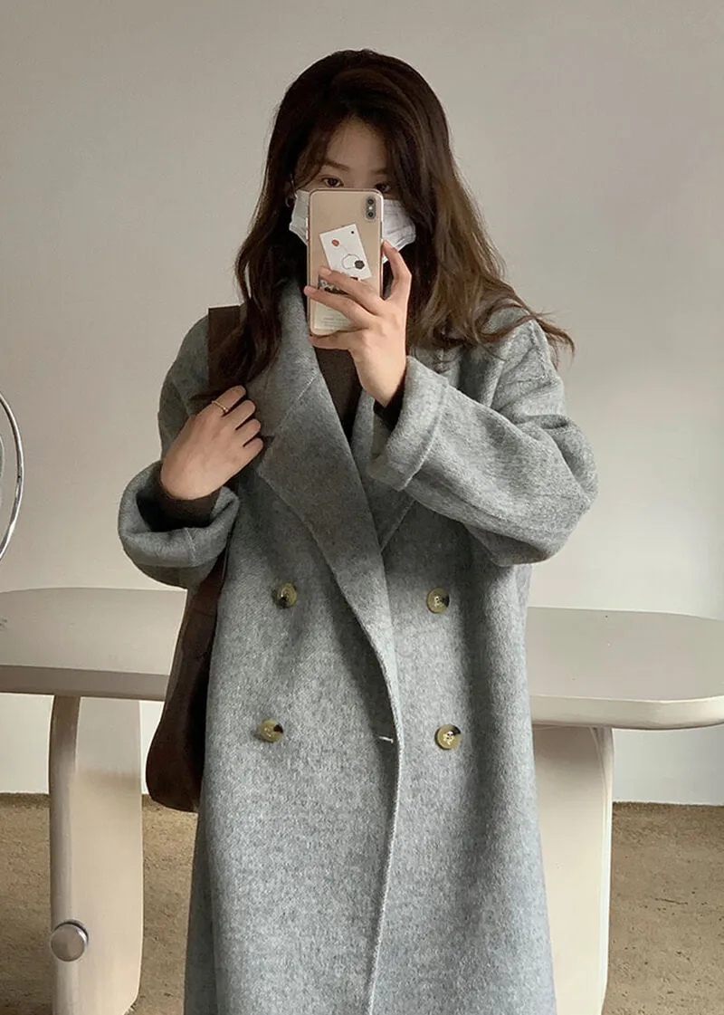 Charlotte Wool & Cashmere Blend Button Coat