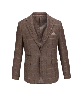 Checked Suit Jacket - Brown