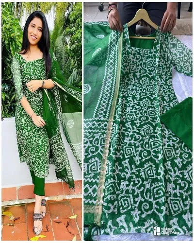 Heavy Kota Silk Handblock Salwar Suit Set