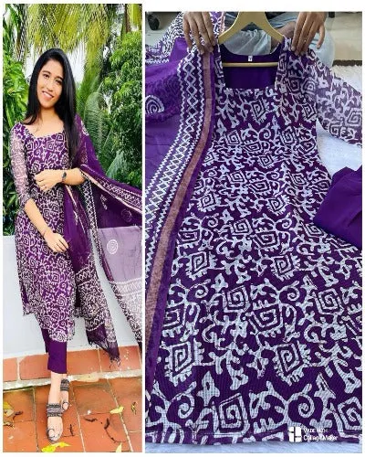 Heavy Kota Silk Handblock Salwar Suit Set