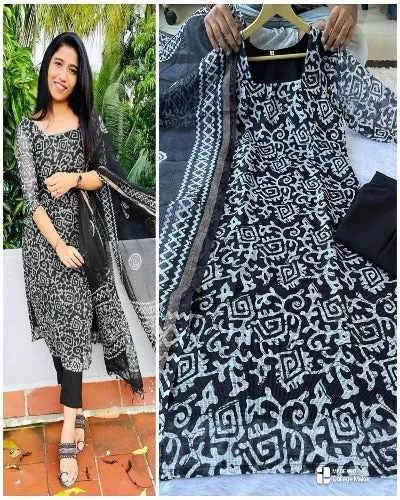 Heavy Kota Silk Handblock Salwar Suit Set