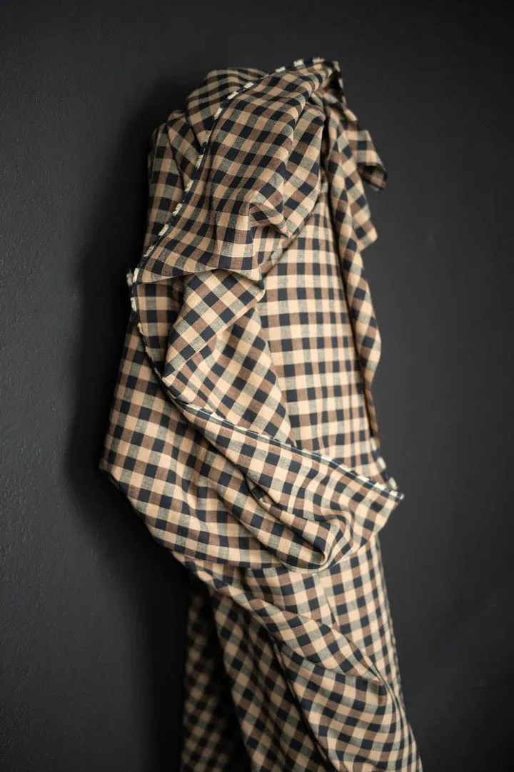 Irish Coffee Linen Cotton Check Fabric