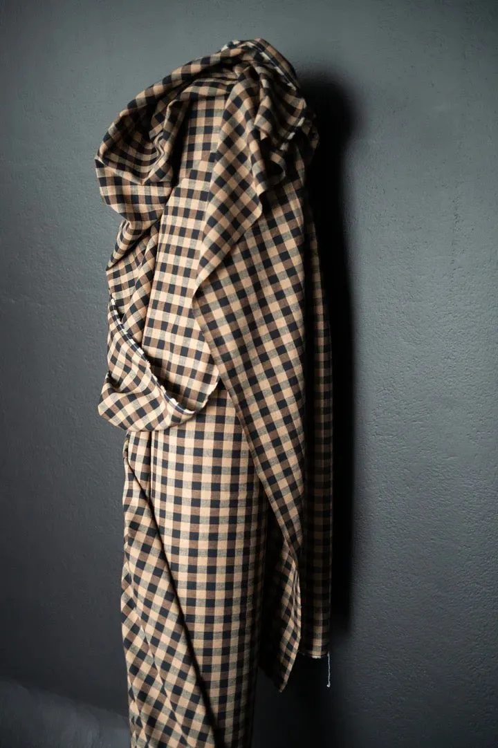 Irish Coffee Linen Cotton Check Fabric