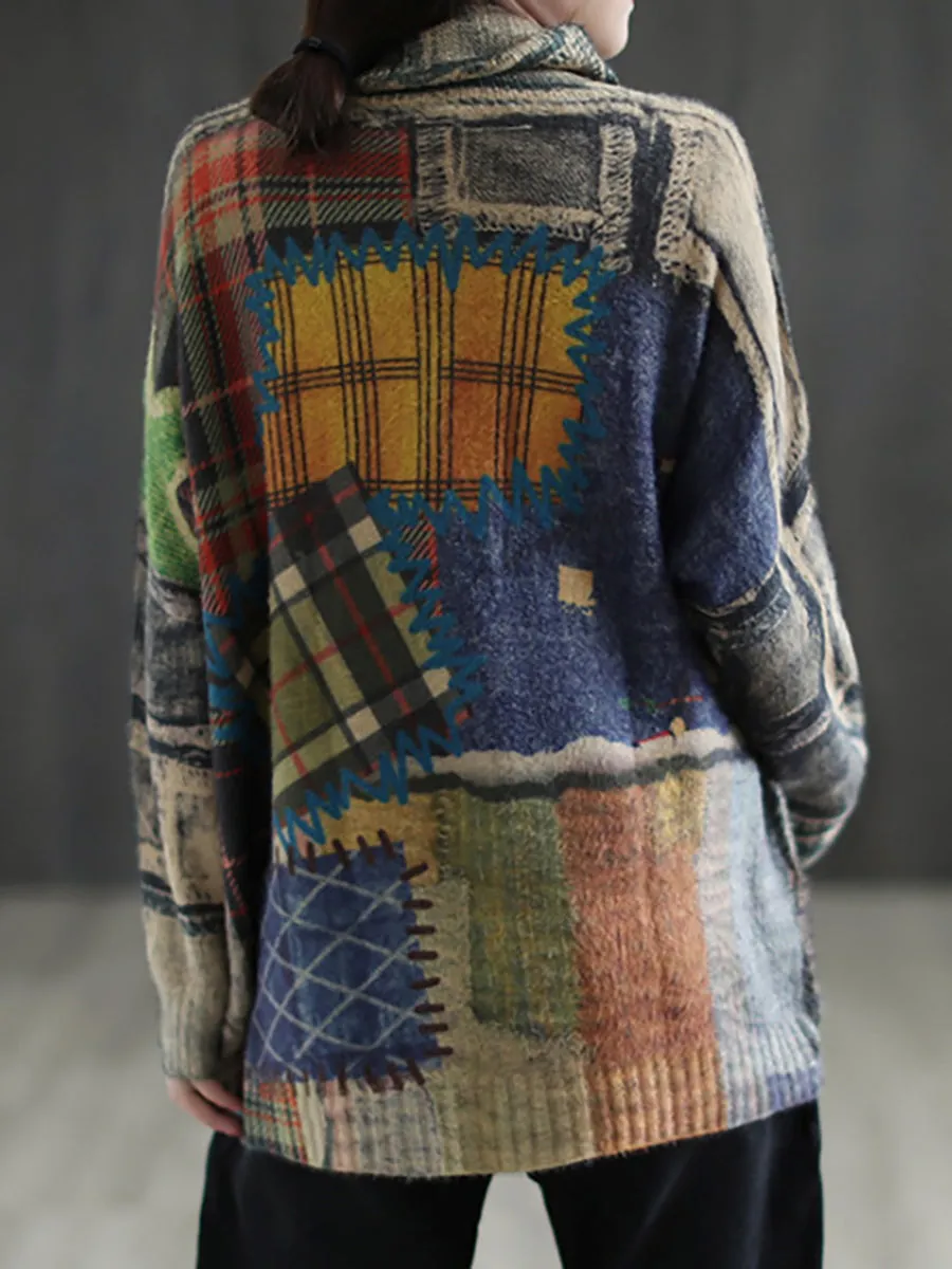 Here is an optimized title for the product:

Cozy Vintage-Inspired Ethnic Print Womens Pullover Sweater