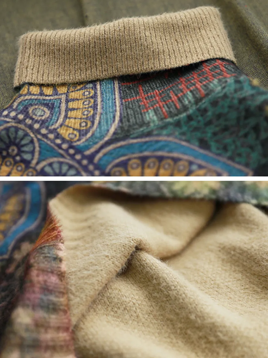 Here is an optimized title for the product:

Cozy Vintage-Inspired Ethnic Print Womens Pullover Sweater
