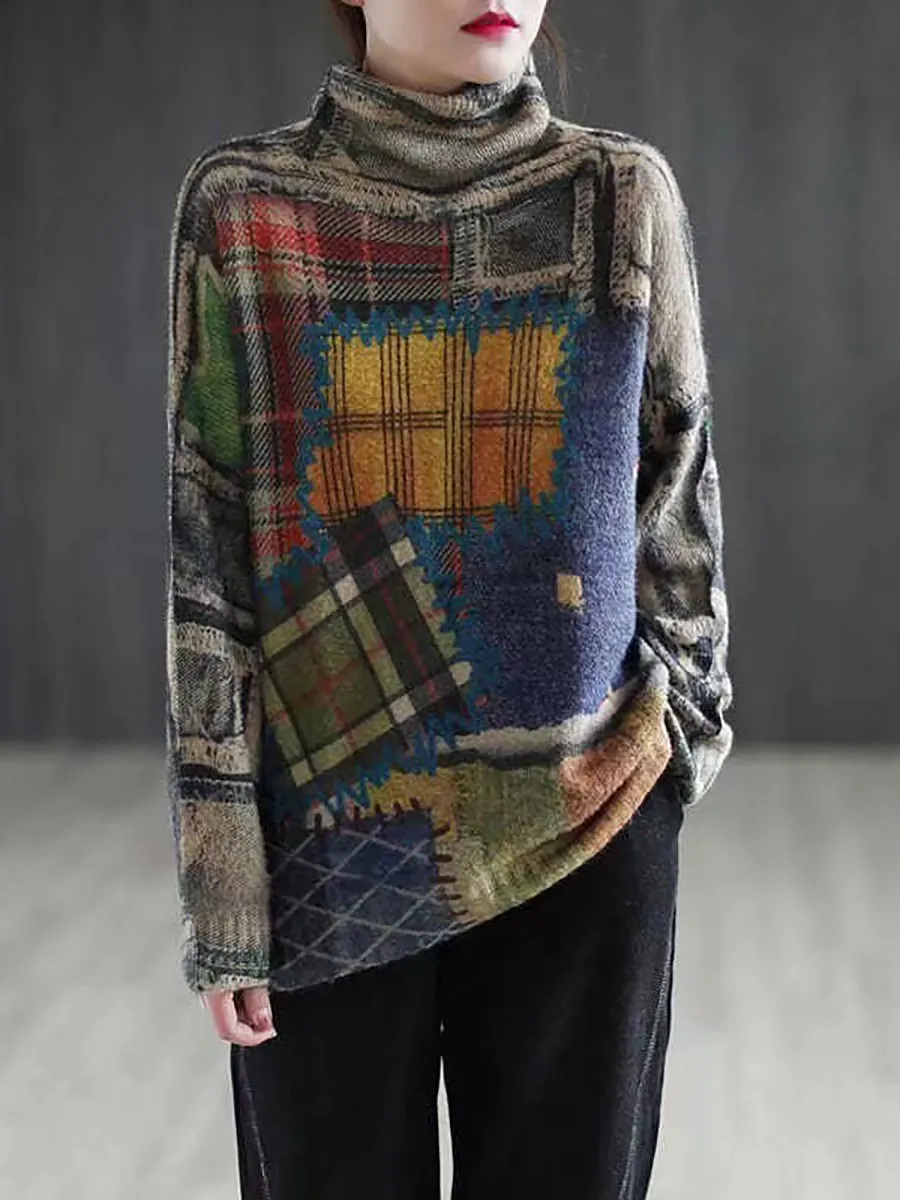 Here is an optimized title for the product:

Cozy Vintage-Inspired Ethnic Print Womens Pullover Sweater
