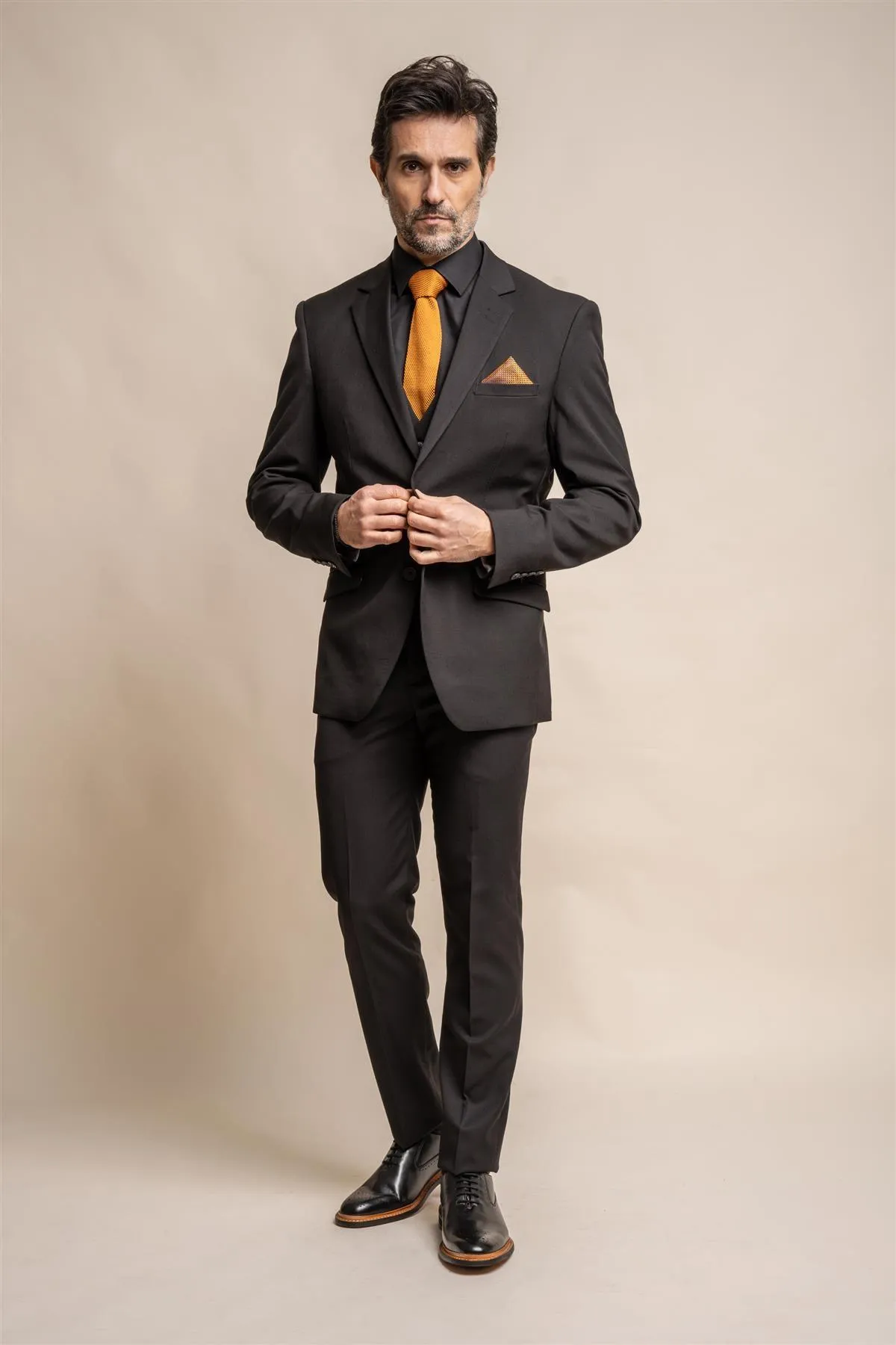 Marco Black Long Three Piece Suit