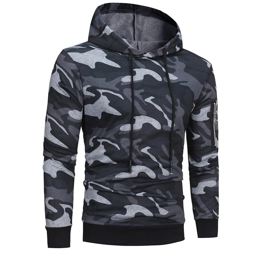 Mens' Long Sleeve Camouflage Hooded Sweatshirt