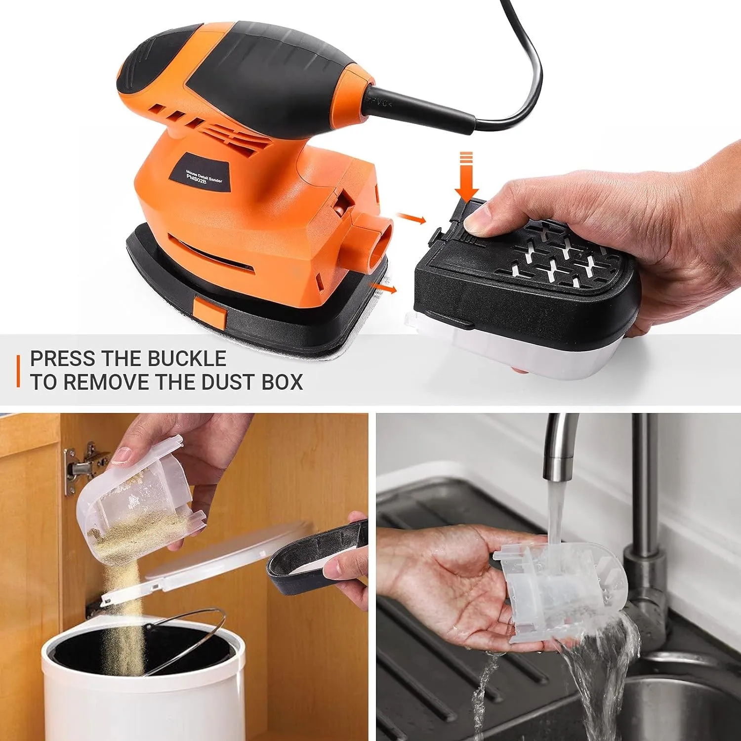 Mouse Detail Sander 12000 OPM, 360-degree Rotatable Sanding Pad with 20 Pcs Sandpapers