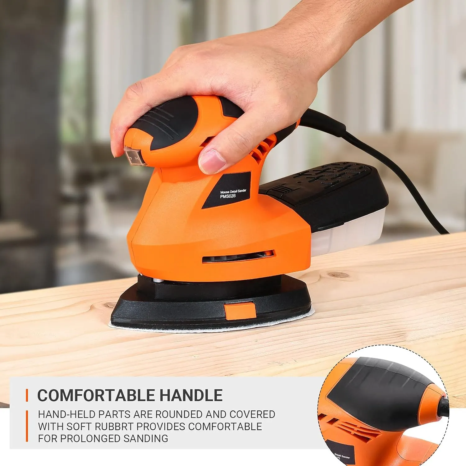 Mouse Detail Sander 12000 OPM, 360-degree Rotatable Sanding Pad with 20 Pcs Sandpapers