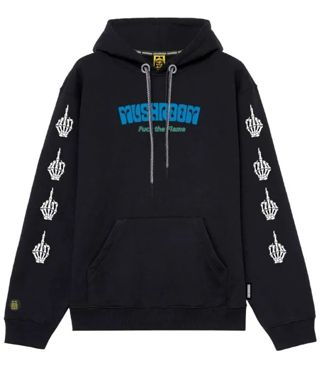 Mushroom Cotton hoodie with print 22FWMU21012-01 black