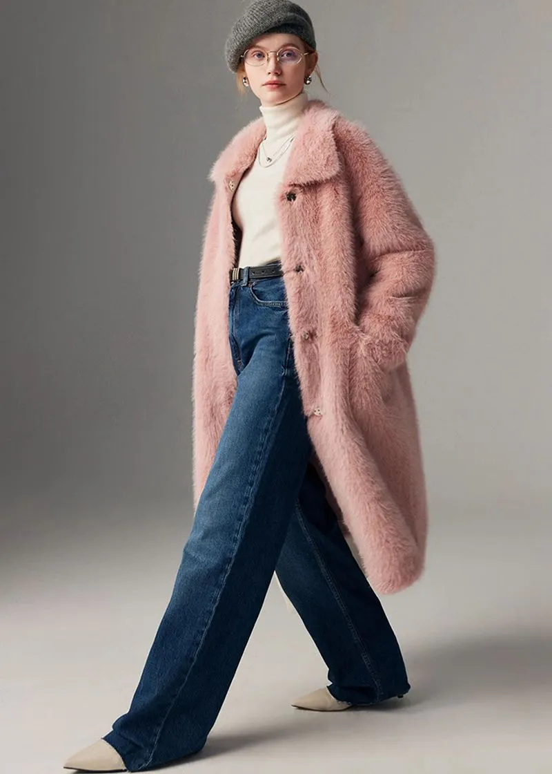 Nydia Thicken long Faux Mink fur coat