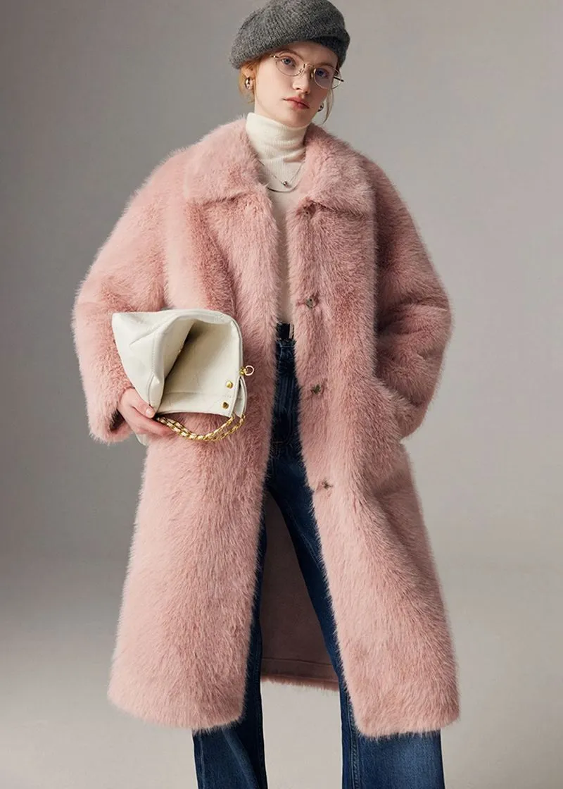 Nydia Thicken long Faux Mink fur coat