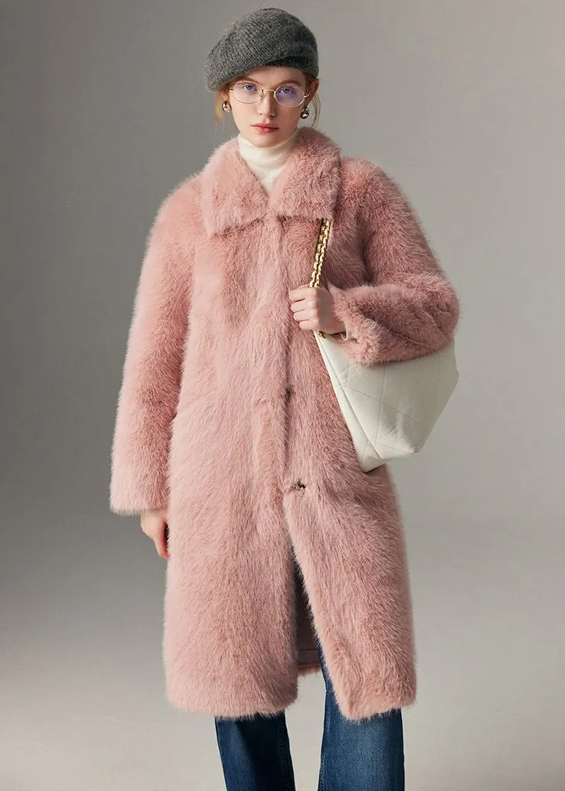 Nydia Thicken long Faux Mink fur coat