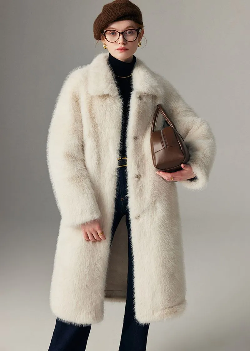 Nydia Thicken long Faux Mink fur coat