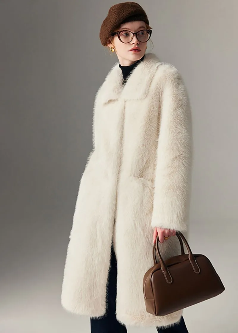 Nydia Thicken long Faux Mink fur coat