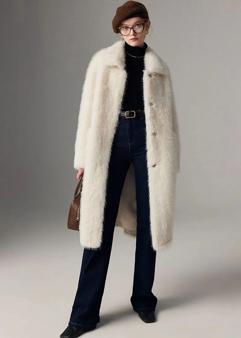 Nydia Thicken long Faux Mink fur coat