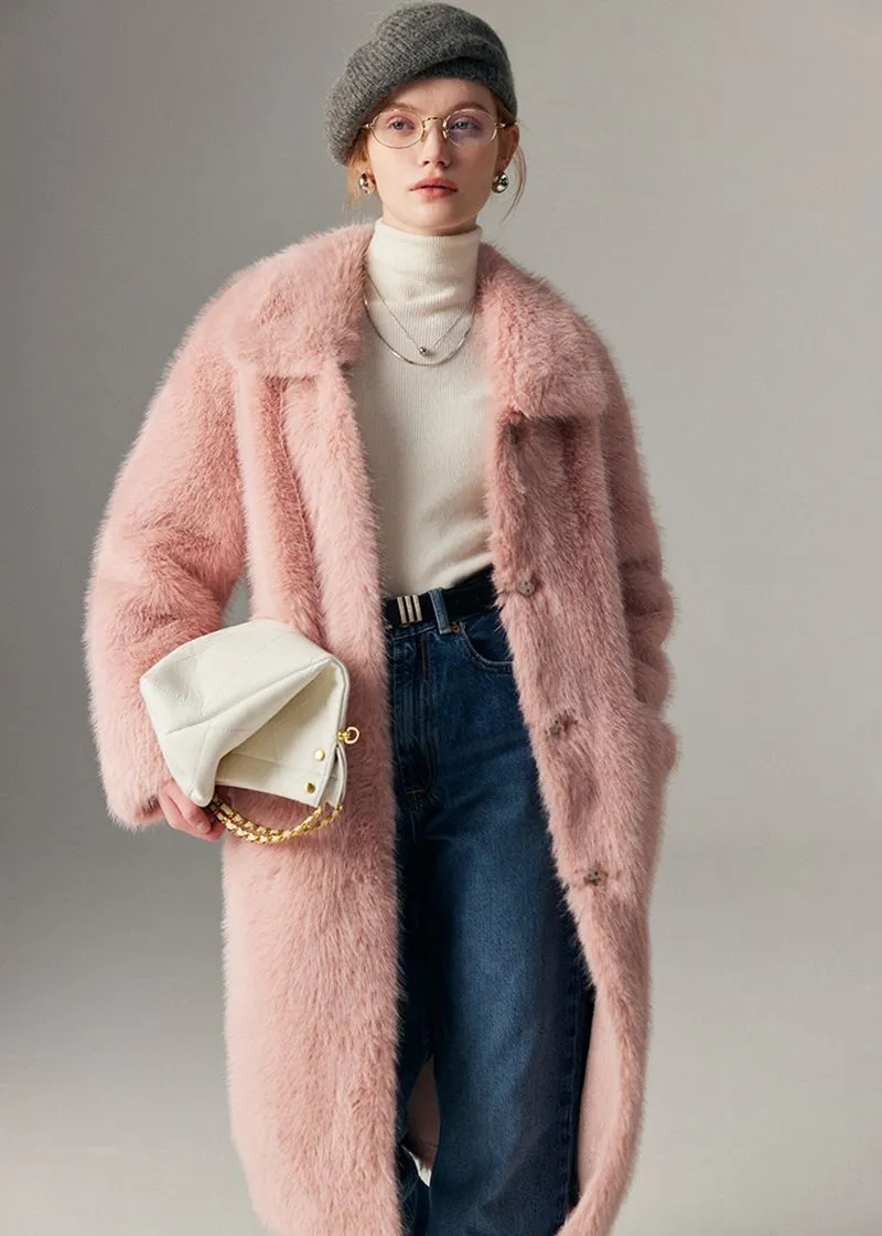 Nydia Thicken long Faux Mink fur coat