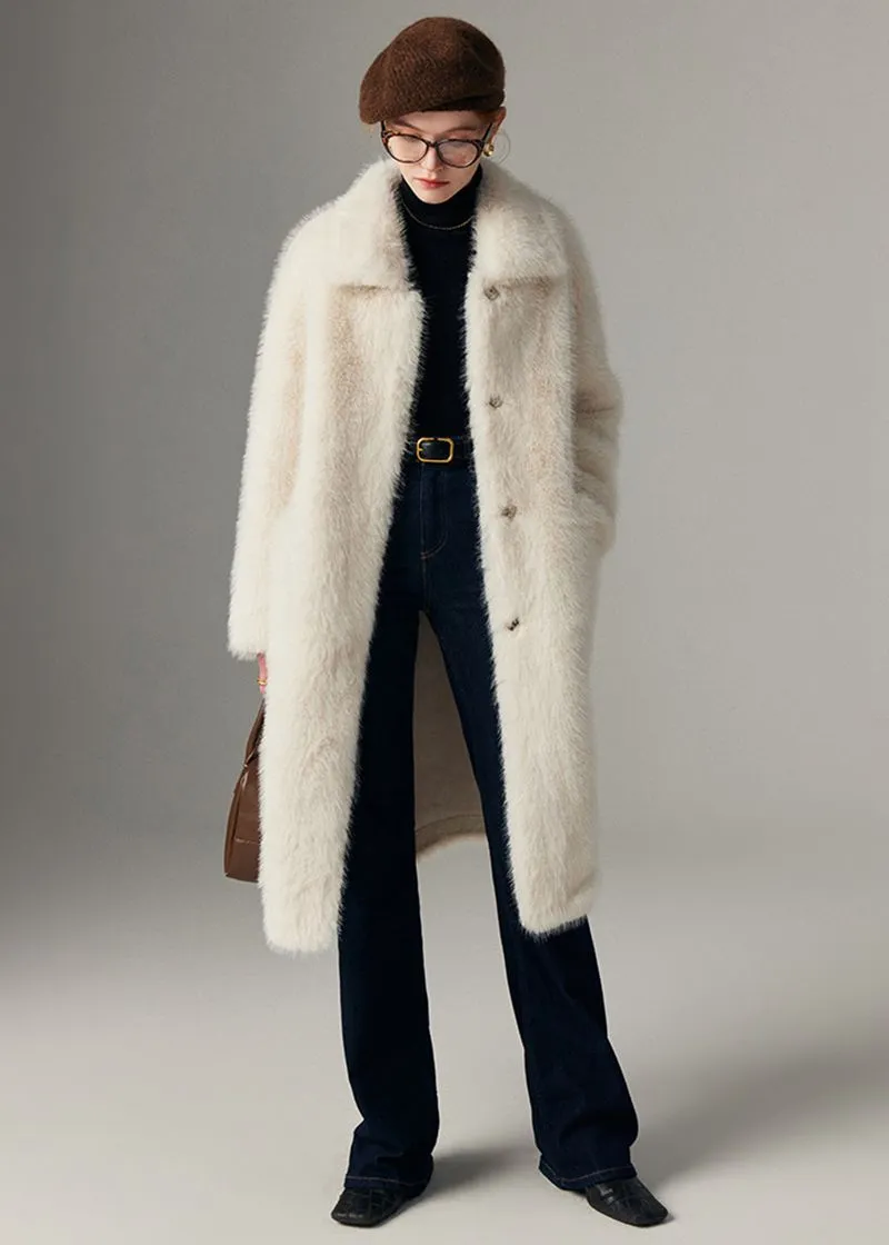 Nydia Thicken long Faux Mink fur coat