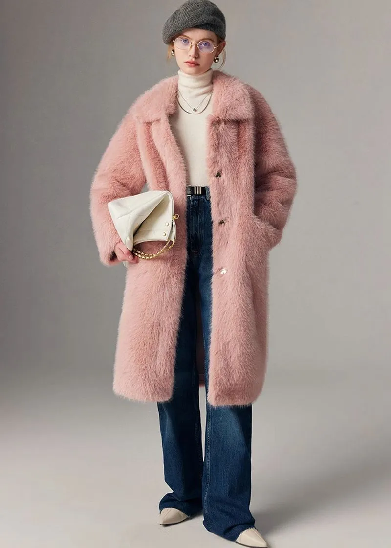 Nydia Thicken long Faux Mink fur coat