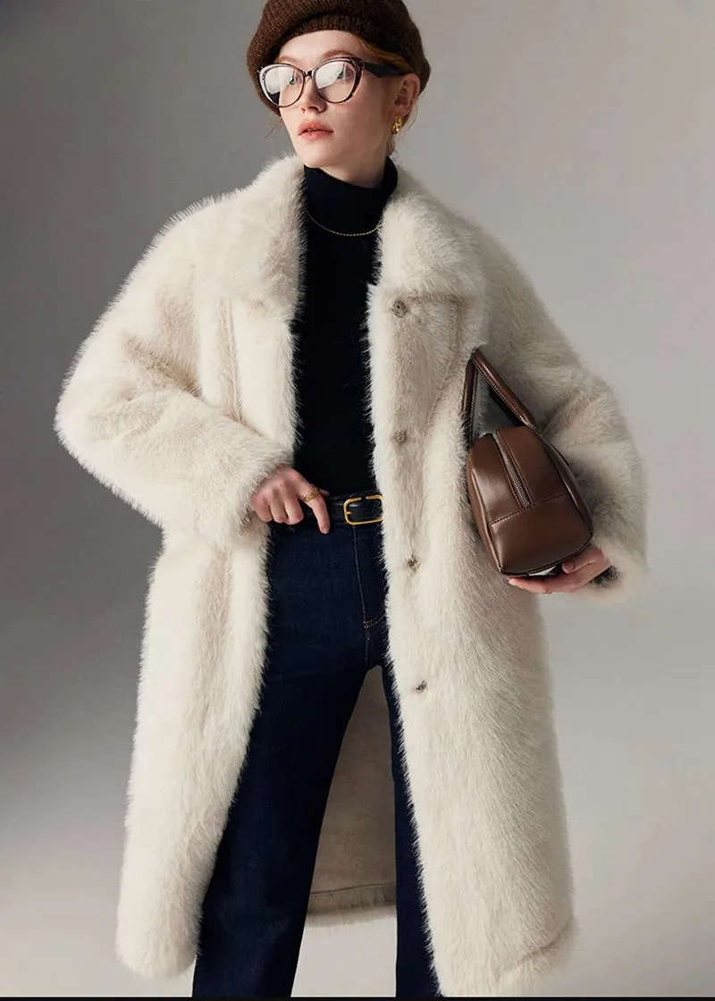 Nydia Thicken long Faux Mink fur coat