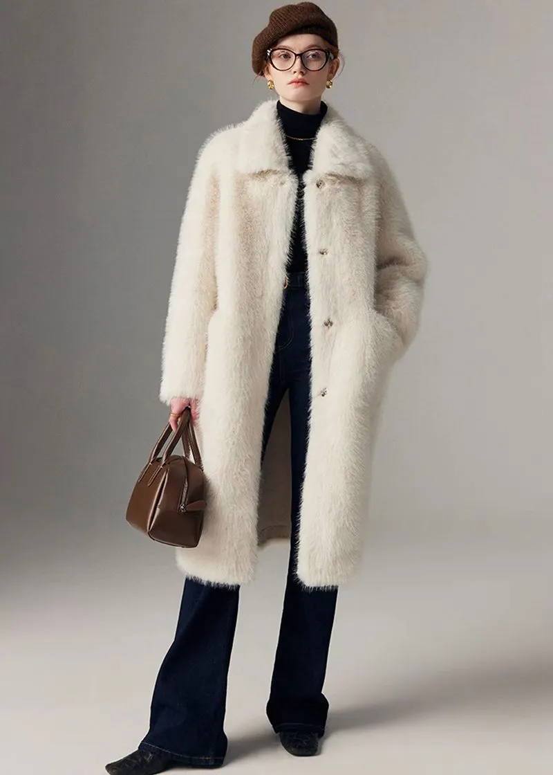Nydia Thicken long Faux Mink fur coat