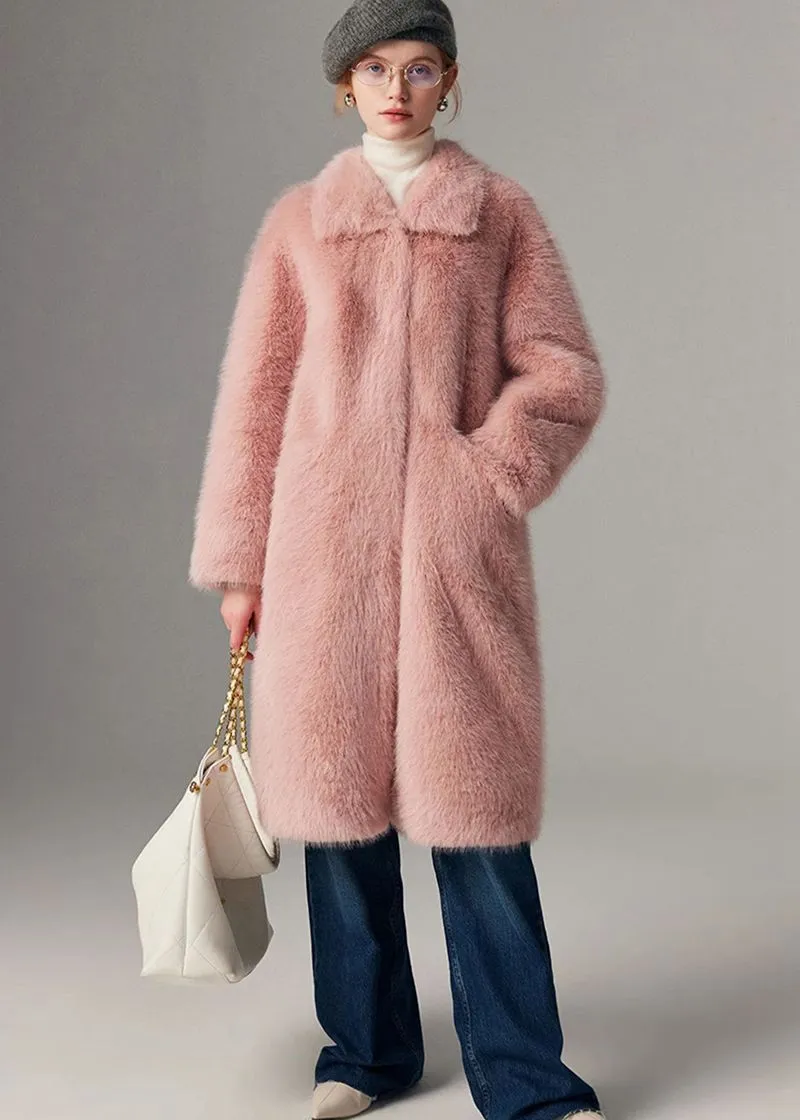 Nydia Thicken long Faux Mink fur coat