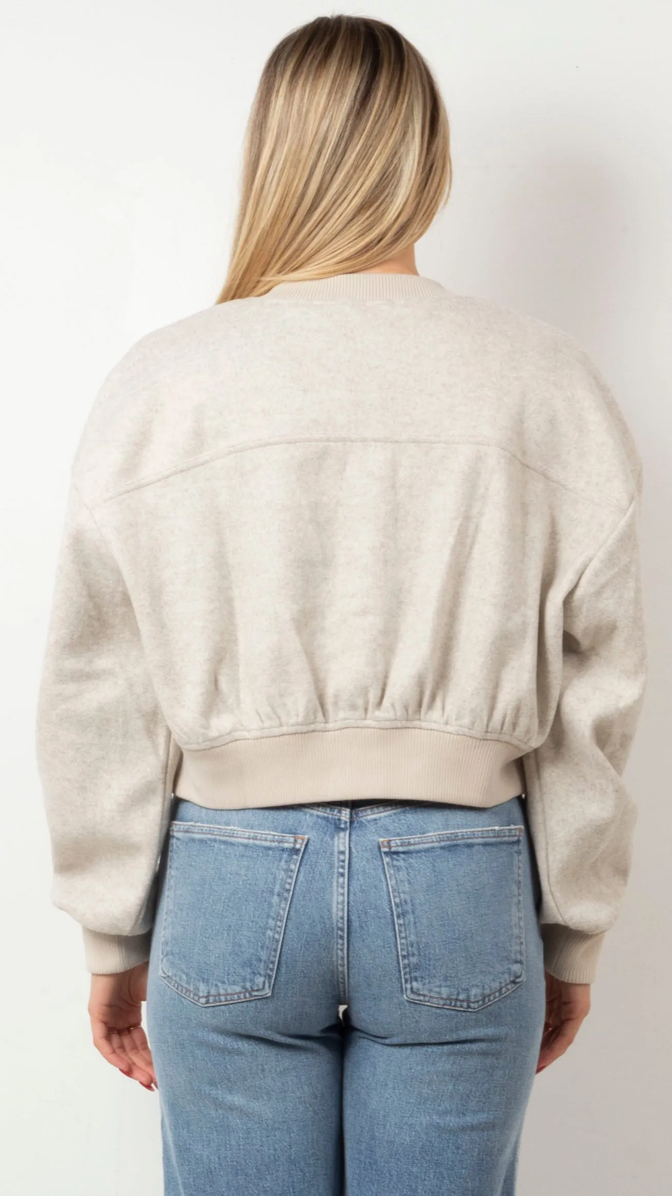 Ruby Cropped Bomber - Beige