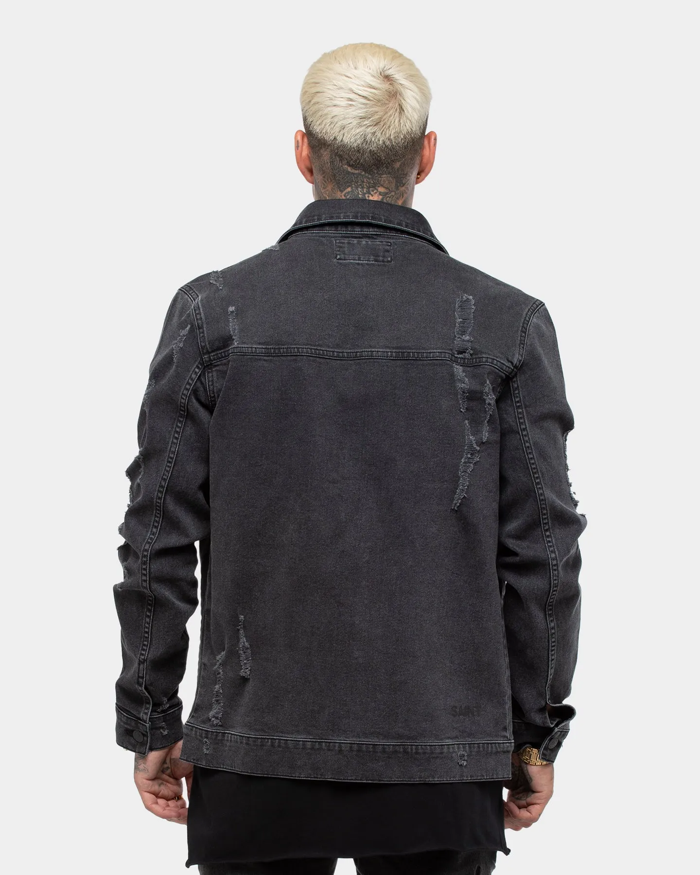 Saint Morta Men's Vintage Denim Jacket Aged Black