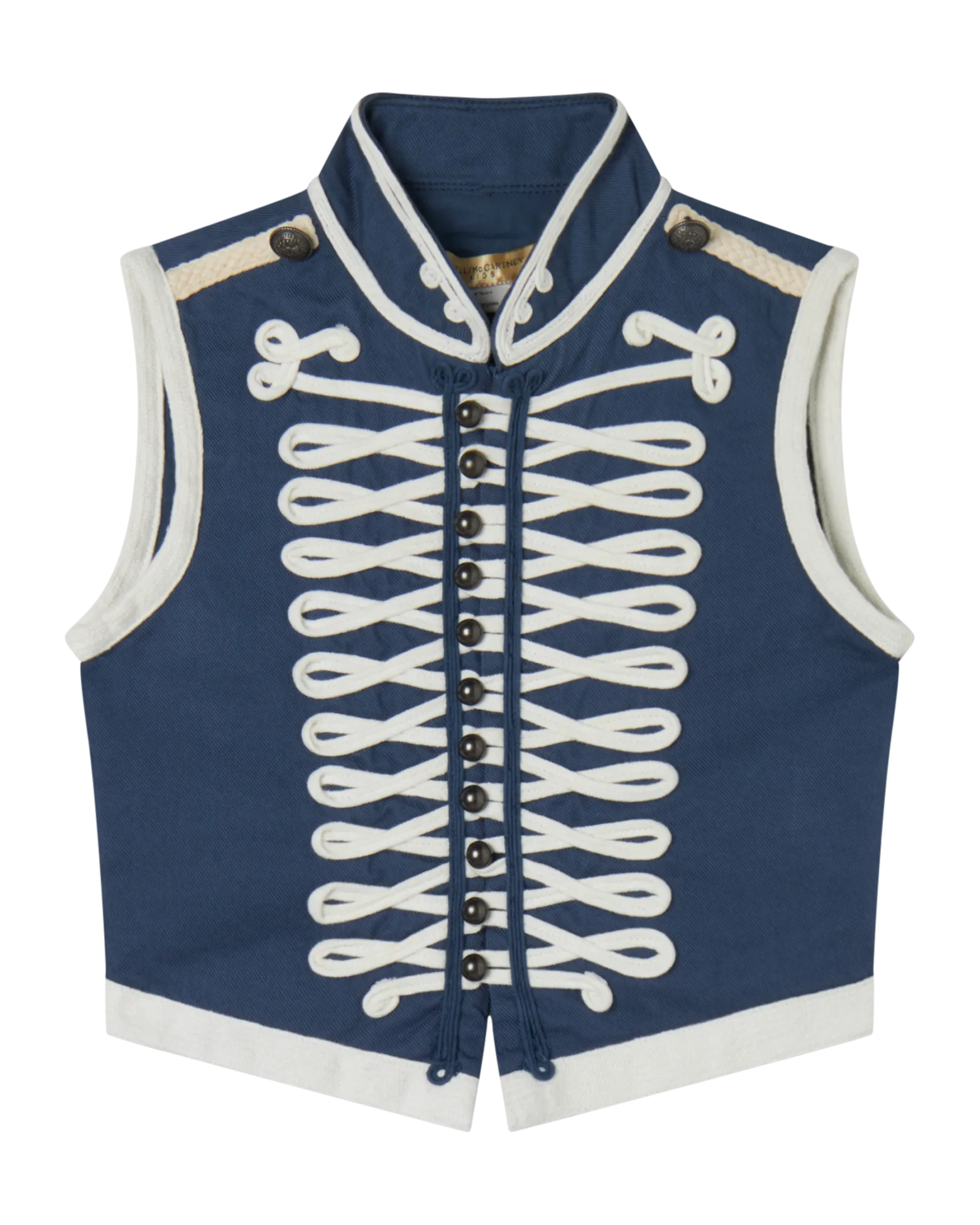 STELLA MCCARTNEY KIDS Braided Cord Cropped Waistcoat Military Jacket Vest